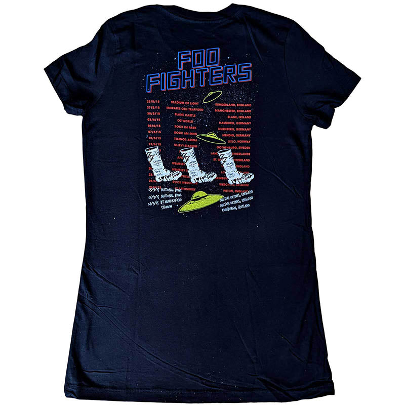 Foo Fighters T-Shirt - UFOS 2015 European Tour With Back Print (Women) Back