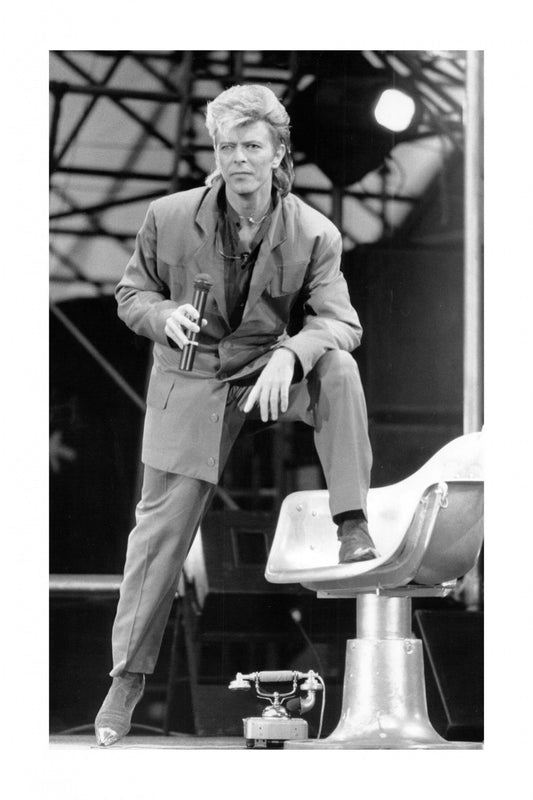David Bowie - Black and White Stage Portrait, Rotterdam, 1987 Print (1/2)