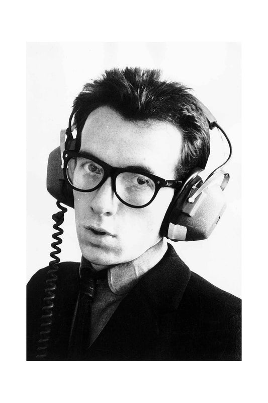 Elvis Costello - Portrait with Headphones, 1977 Print