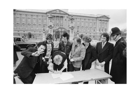 Sex Pistols - Signing a Contract Outside Buckingham Palace, England, 1977 Poster