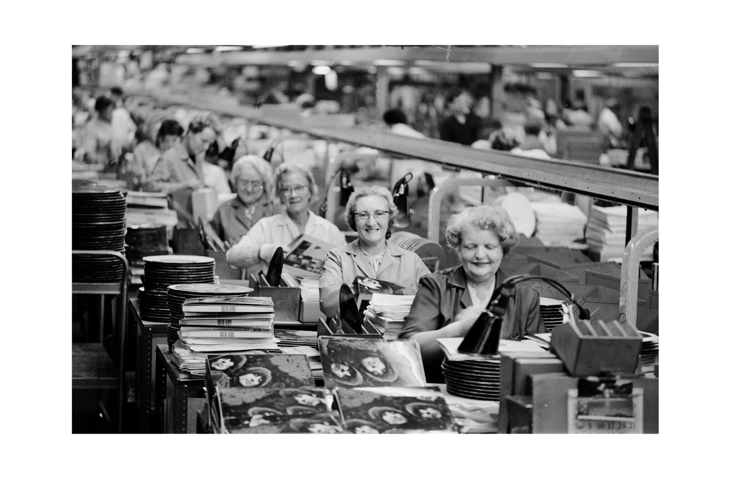 The Beatles - E.M.I. Factory Manufacturing the 'Rubber Soul' LP, 1965 Print 1