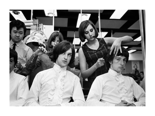 The Kinks - Dave Davies and Pete Quaife Getting a Haircut, England, 1964 Print (2/2)