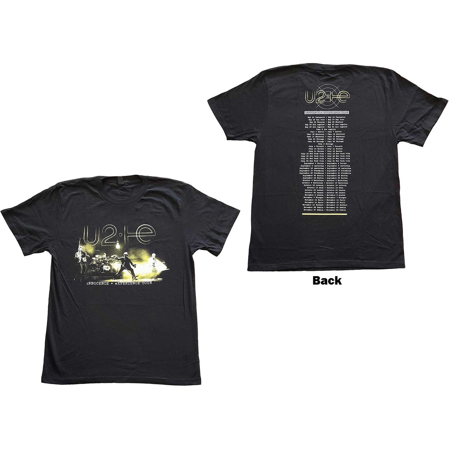 U2 T-Shirt - Innocence + Experience Tour 2018 With Back Print (Unisex) Front and Back