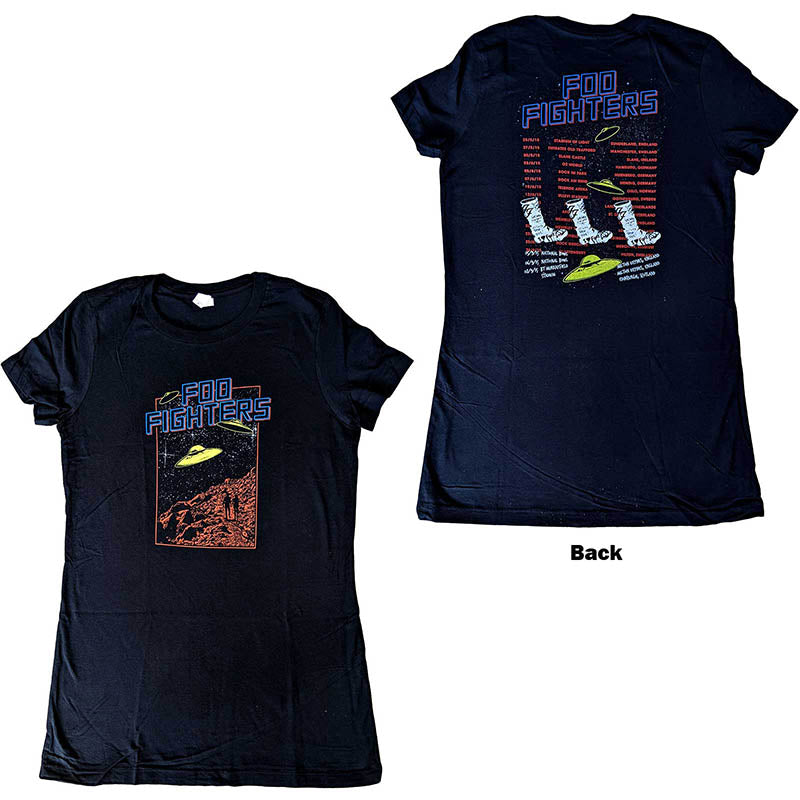 Foo Fighters T-Shirt - UFOS 2015 European Tour With Back Print (Women) Front and Back