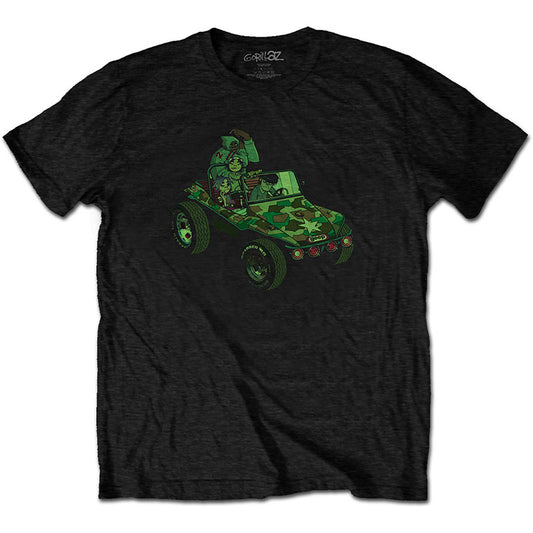Gorillaz T-Shirt - Green Jeep, Debut Album Cover with Back Print (Unisex) - Front