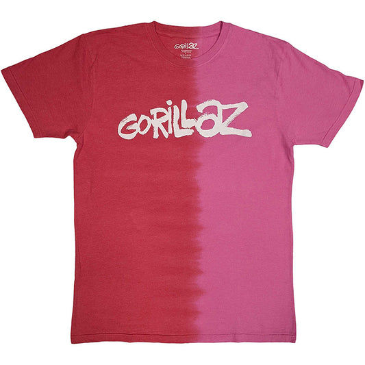 Gorillaz T-Shirt - Red & Pink Logo Tie-Dye (Unisex)