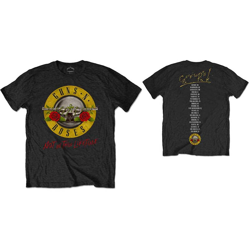Guns N' Roses T-Shirt - Not In This Lifetime Tour With Back Print (Unisex) Front and Back