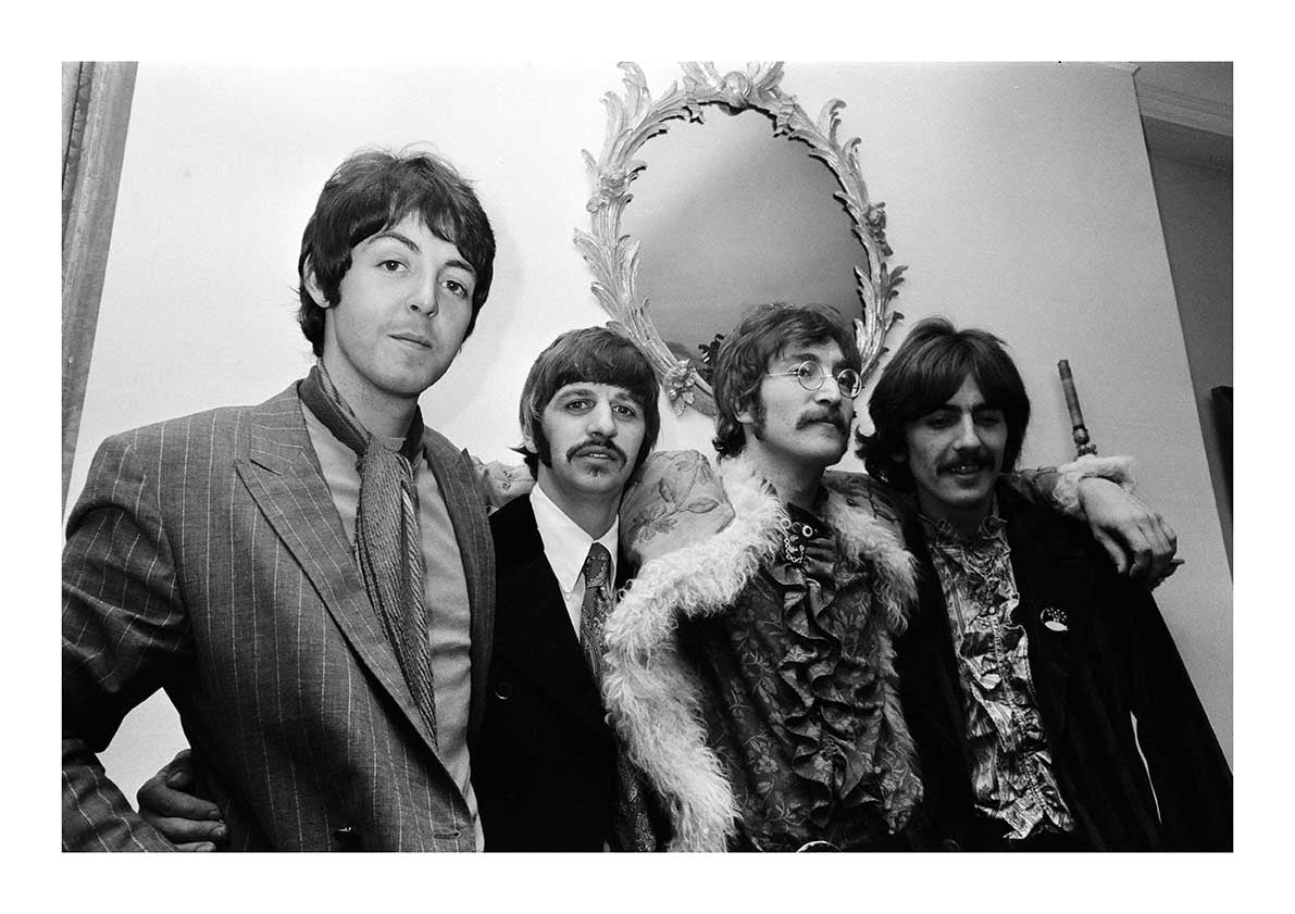 The Beatles - The Beatles at the Press Launch of "Sgt. Pepper's Lonely Hearts Club Band" at Brian Epstein's House, London, May 1967 (2/2) Print