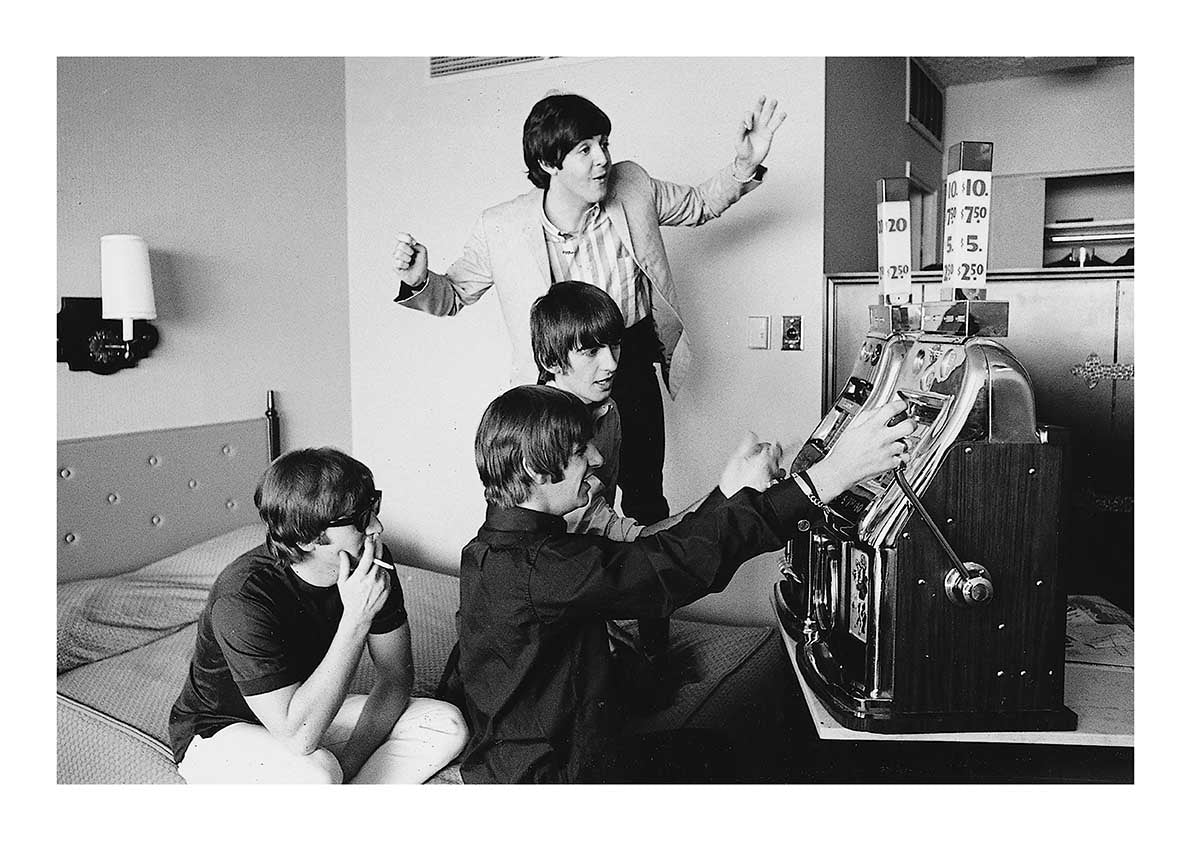 The Beatles - Unable to Visit the Casino, a One-Armed Bandit Slot Machine was Brought to their Hotel Room, Sahara Hotel, Las Vegas, During Their US Tour, 20 August 1964