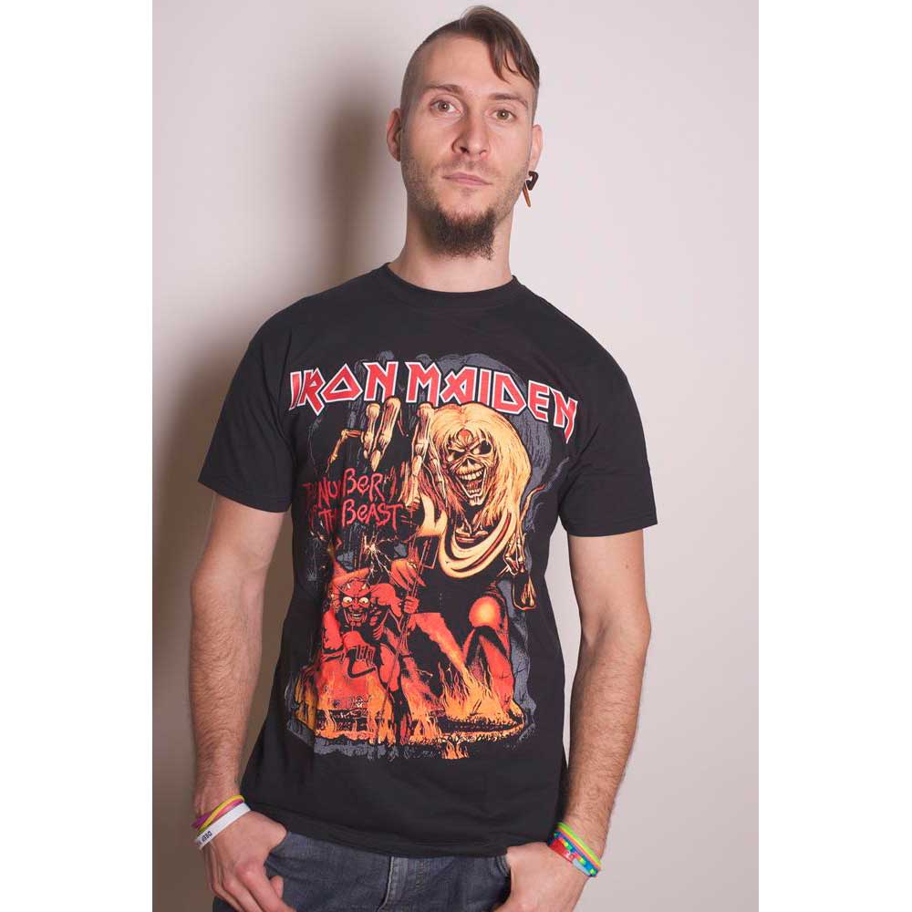 Model wearing our Iron Maiden T-Shirt - The Number of the Beast (Unisex)