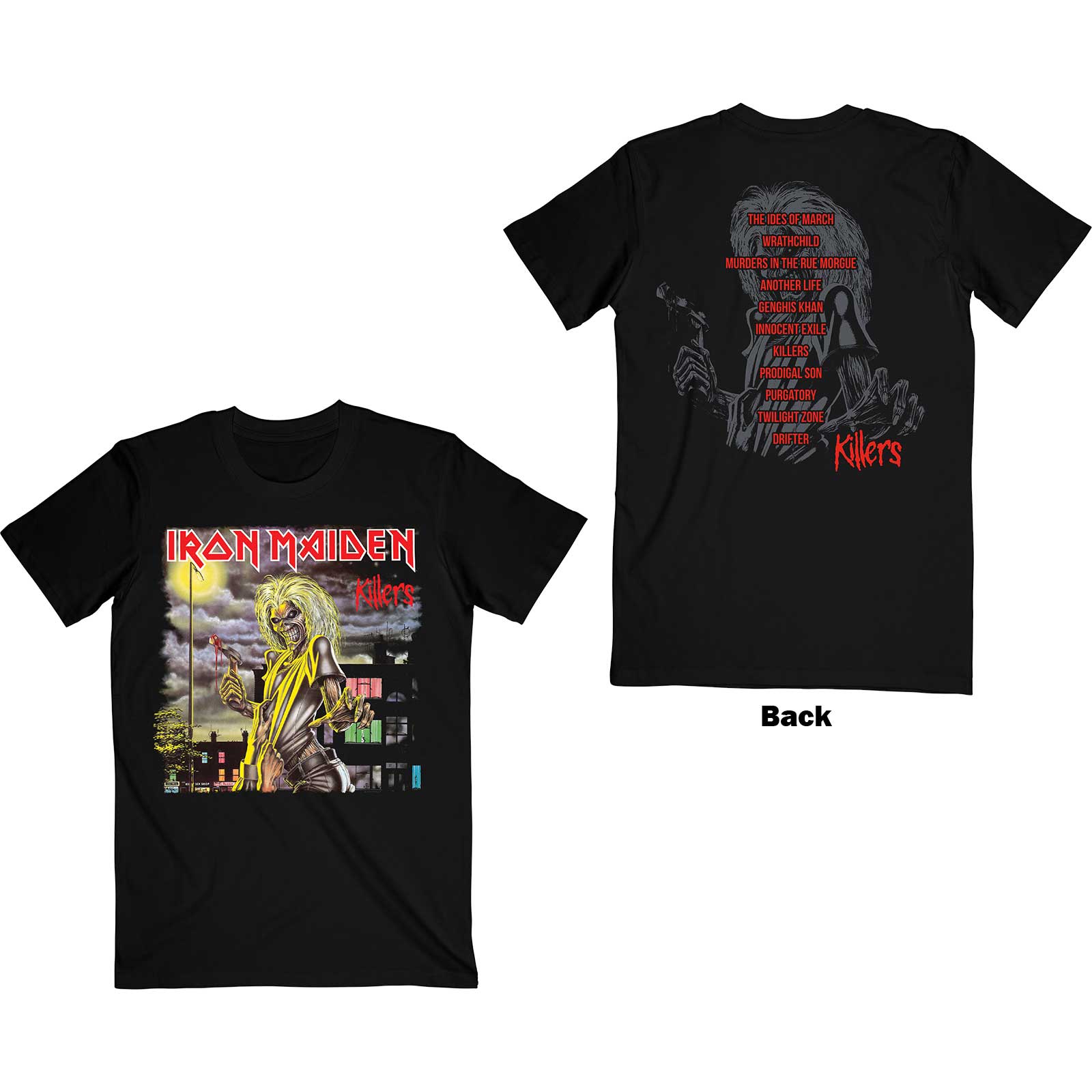 Iron Maiden T-Shirt - Killers Album Cover With Back Print (Unisex) - Front and Back