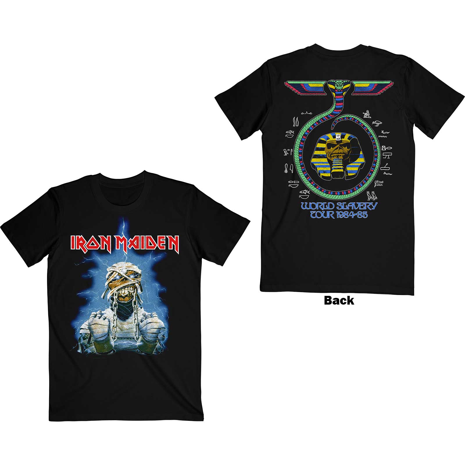 Iron Maiden T-Shirt - World Slavery Tour 1984-85 With Back Print (Unisex) - Front and Back