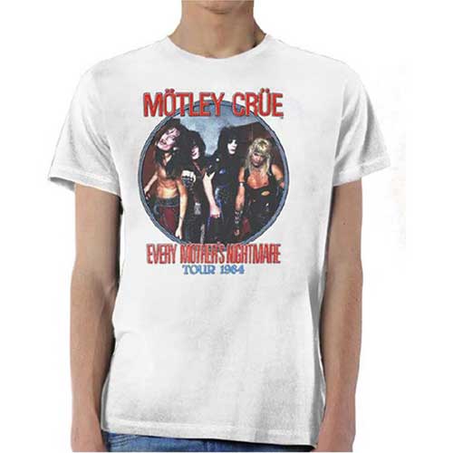 Model wearing Motley Crue T-Shirt - Every Mother's Nightmare Tour 1984 (Unisex)