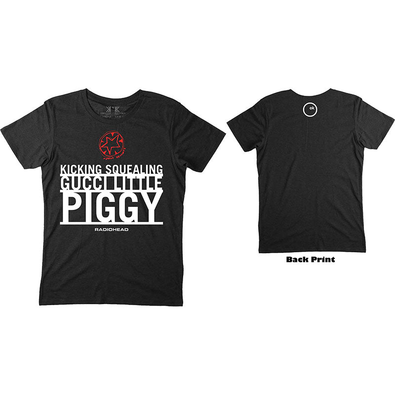 Radiohead T-Shirt - Gucci Piggy With Back Print (Unisex) Front and Back