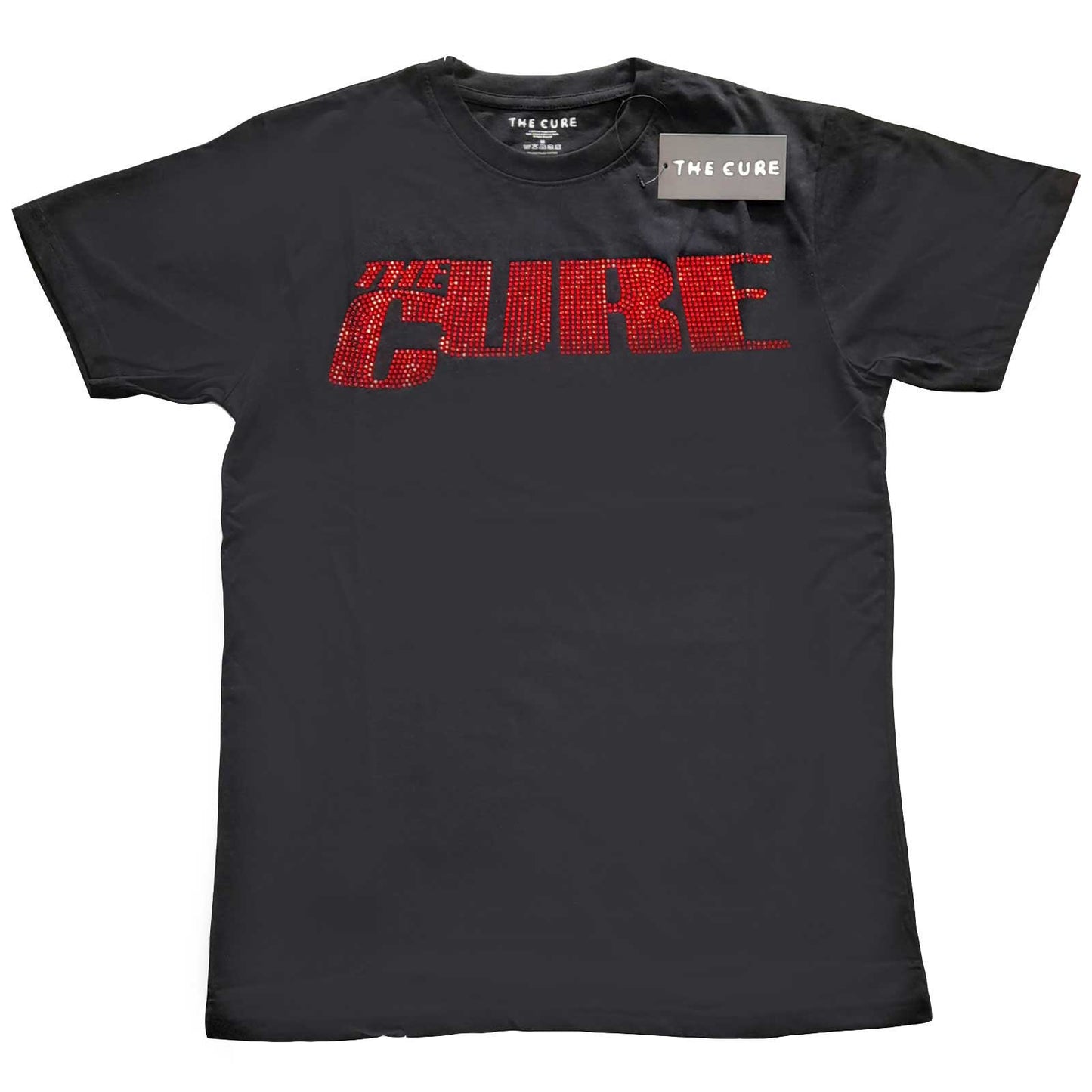 The Cure T-Shirt - Red Logo with Rhinestones (Unisex)