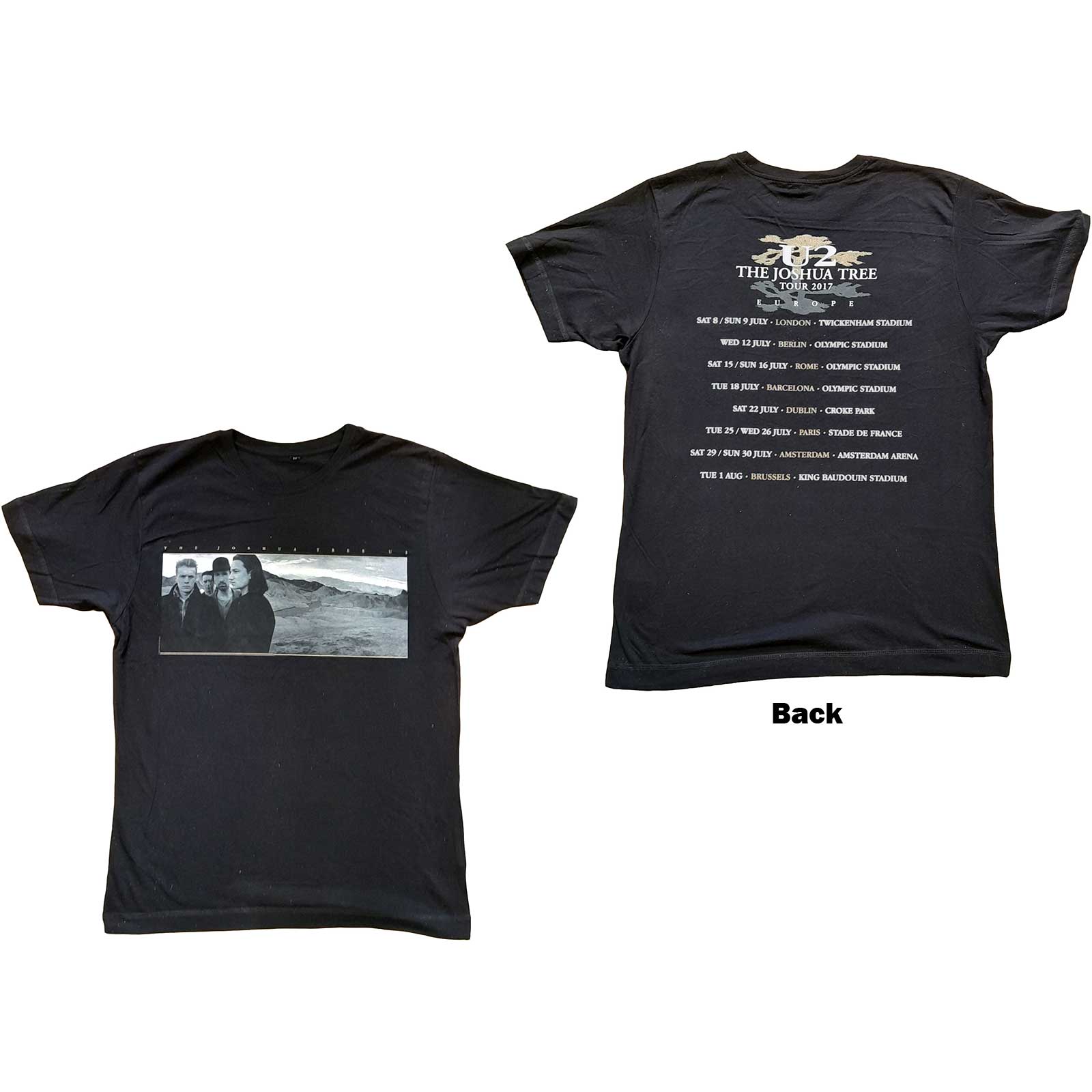 U2 T-Shirt - Joshua Tree With Back Print (Unisex) Front and back