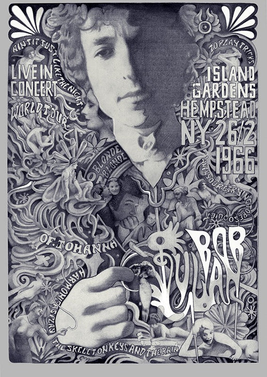 Bob Dylan - Island Gardens in New York, USA, 1966 Illustration Poster