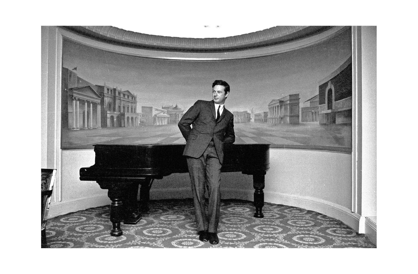 Brian Epstein - Leaning on a Piano, England, 1965 Print