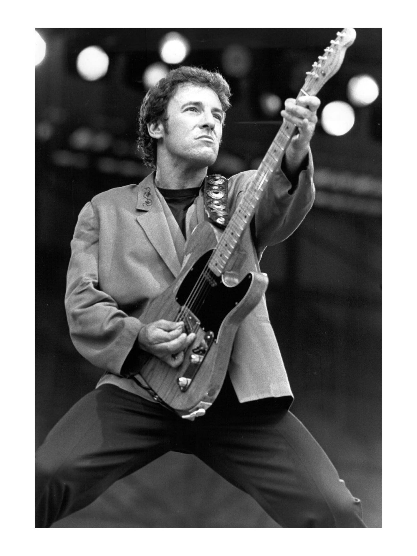 Bruce Springsteen - Rocking the Guitar on Stage at Villa Park, England, 1988 Print