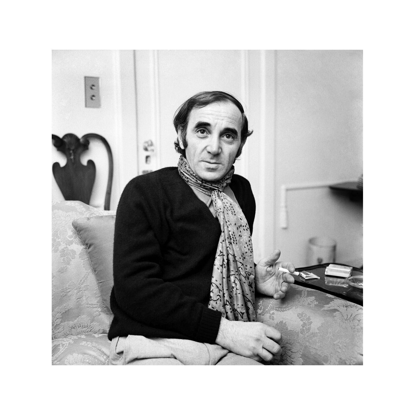 Charles Aznavour - Portrayed at His Hotel Room, England, 1969 Print