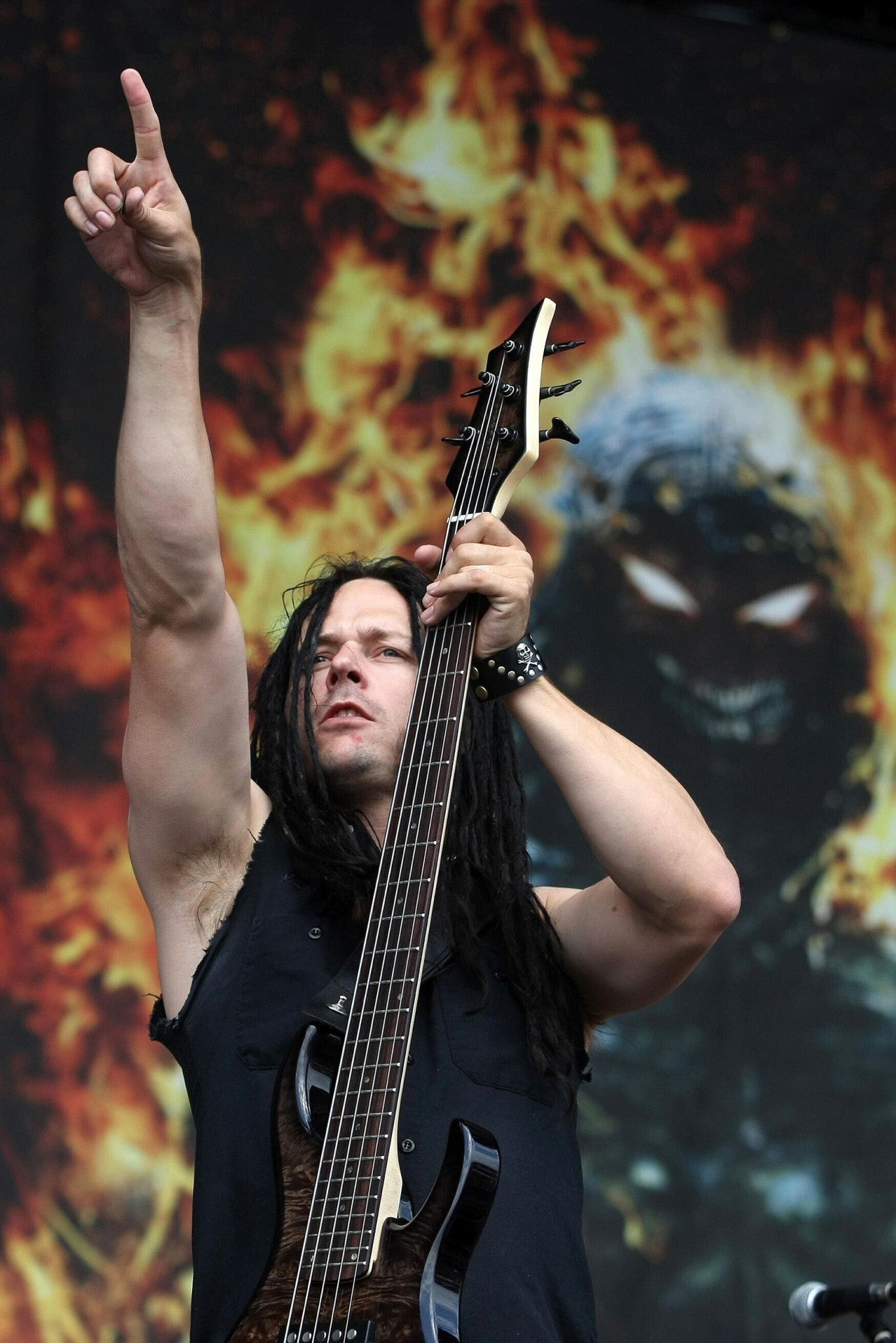 Disturbed - John Moyer on Stage with Banner Backdrop Live at the Rock am Ring Festival Germany 2008 Poster 2