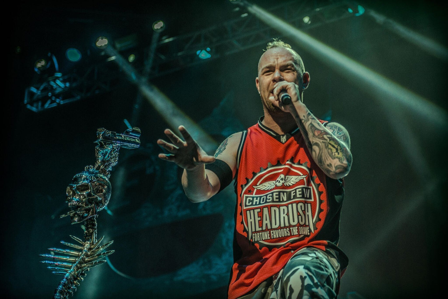 Five Finger Death Punch - Ivan Moody's Portrait Singing on Stage, USA, 2013 Poster (1/3)