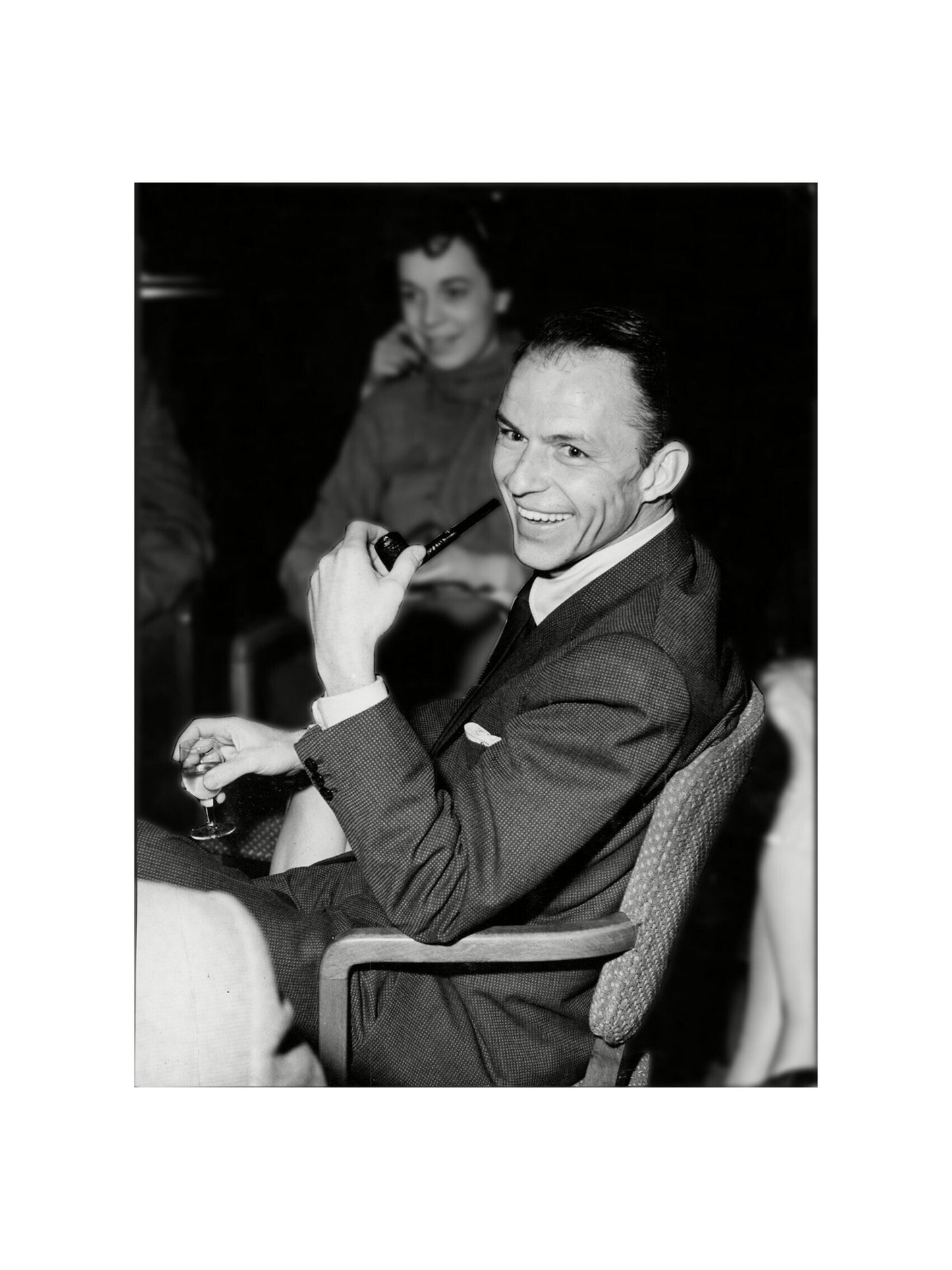 Frank Sinatra - Smiling and Smoking His Pipe, Scotland, 1953 Print