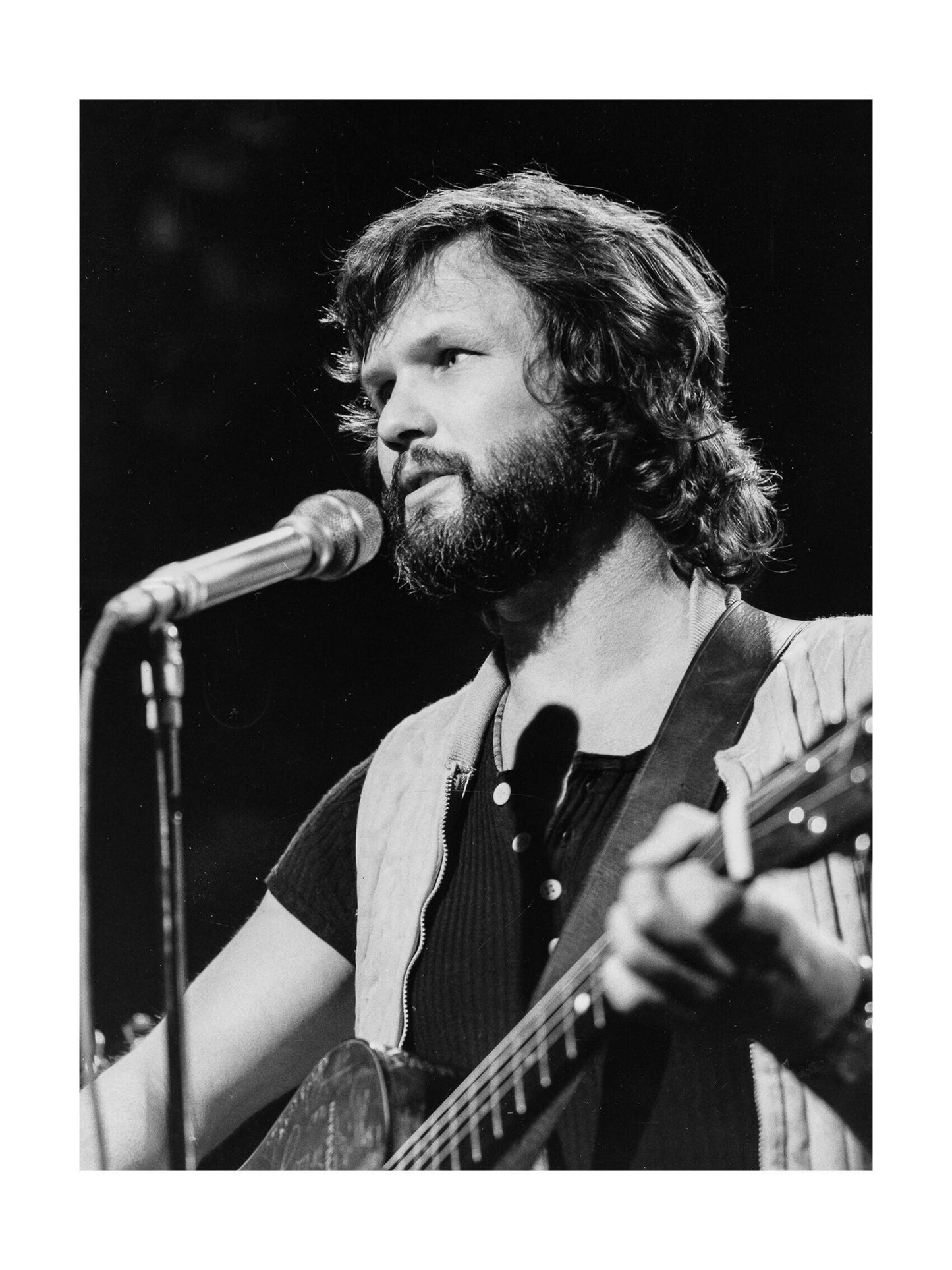 Kris Kristofferson - Playing Guitar and Singing on Stage, USA, 1975 Print