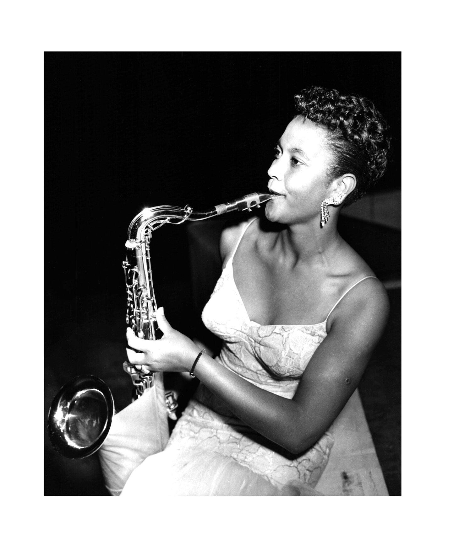 Elsie Smith - Playing Tenor Sax On Stage, England, 1956 Print