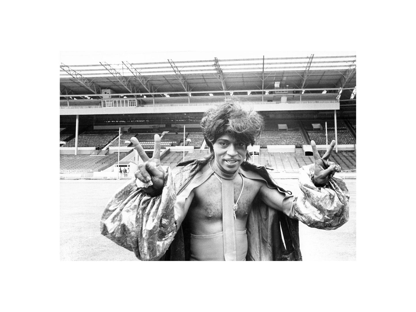 Little Richard - Bare Chested in a Cape and Tie, England, 1972 Print