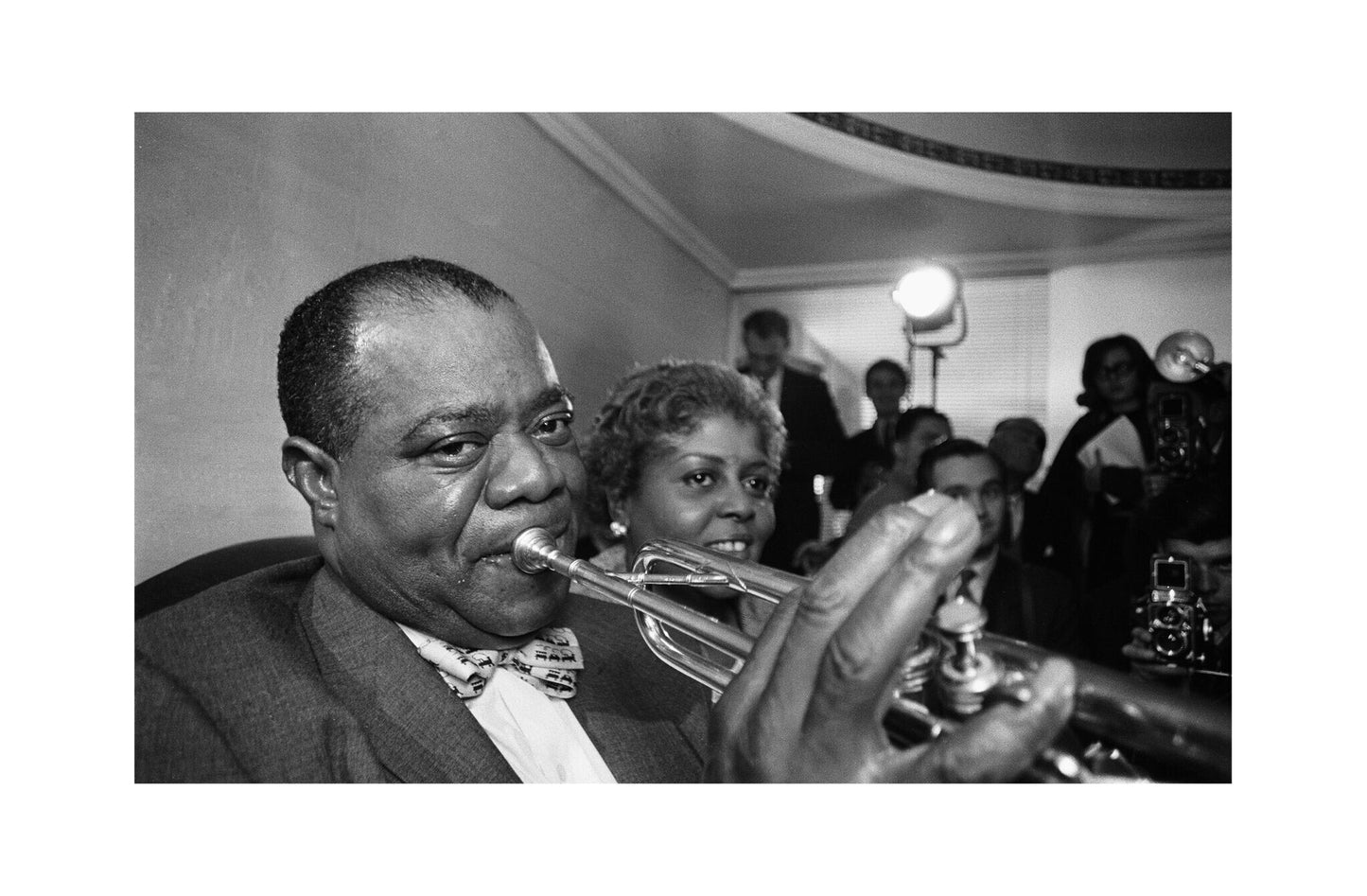Louis Armstrong - Playing Trumpet, England, 1960 Print 1