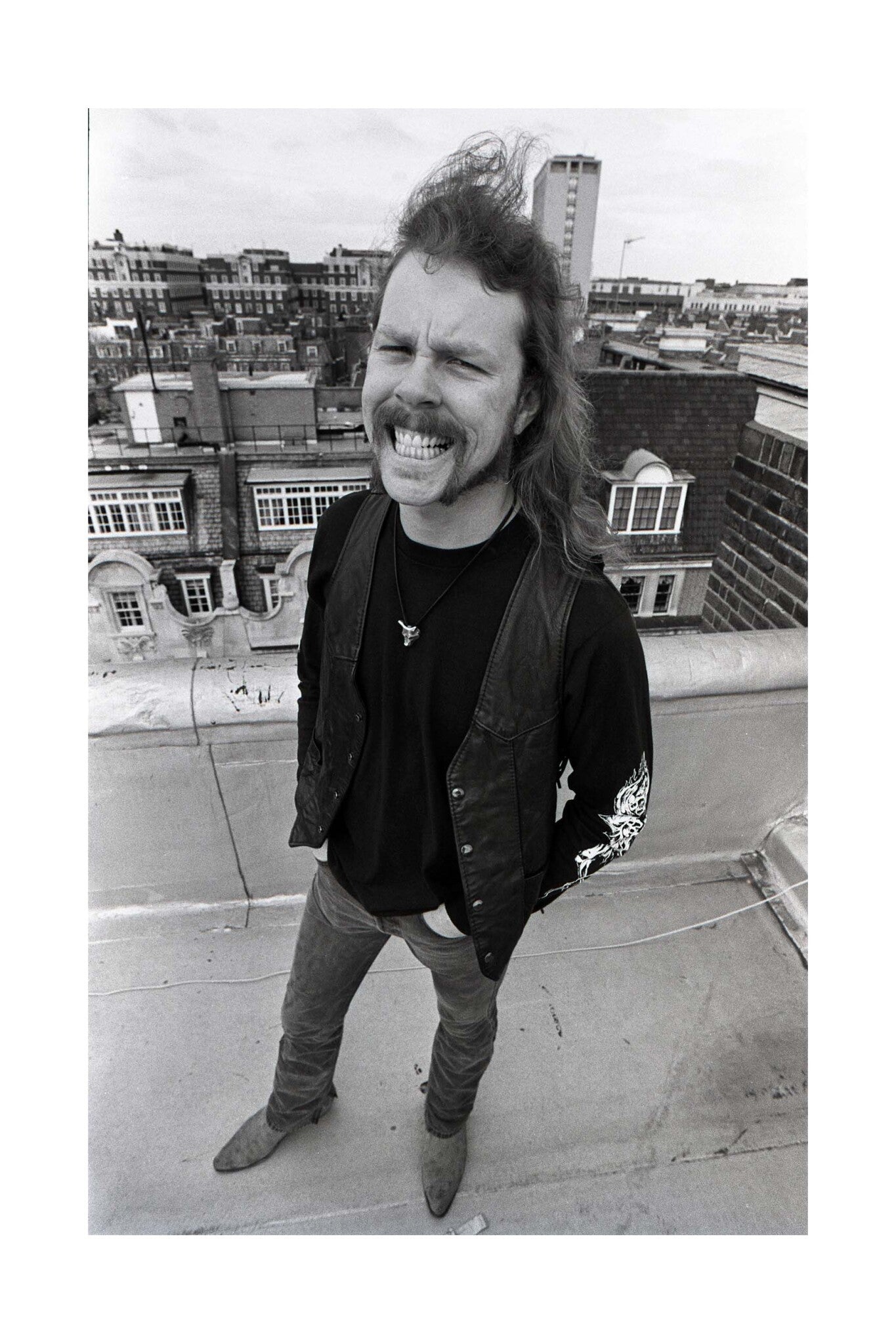 Metallica - James Hetfield in a London Rooftop, England, 1992 Print (1/2)