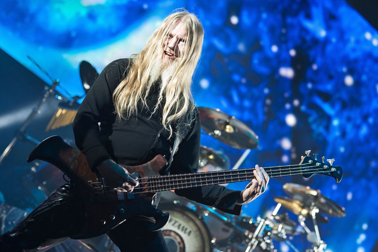 Nightwish - Marco Hietala Rocking His Bass on Stage with Projection Backdrop, Switzerland - Poster (2/2)