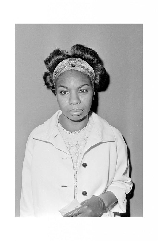 Nina Simone - Wearing a White Dress at Annie's Club, 1965 Print