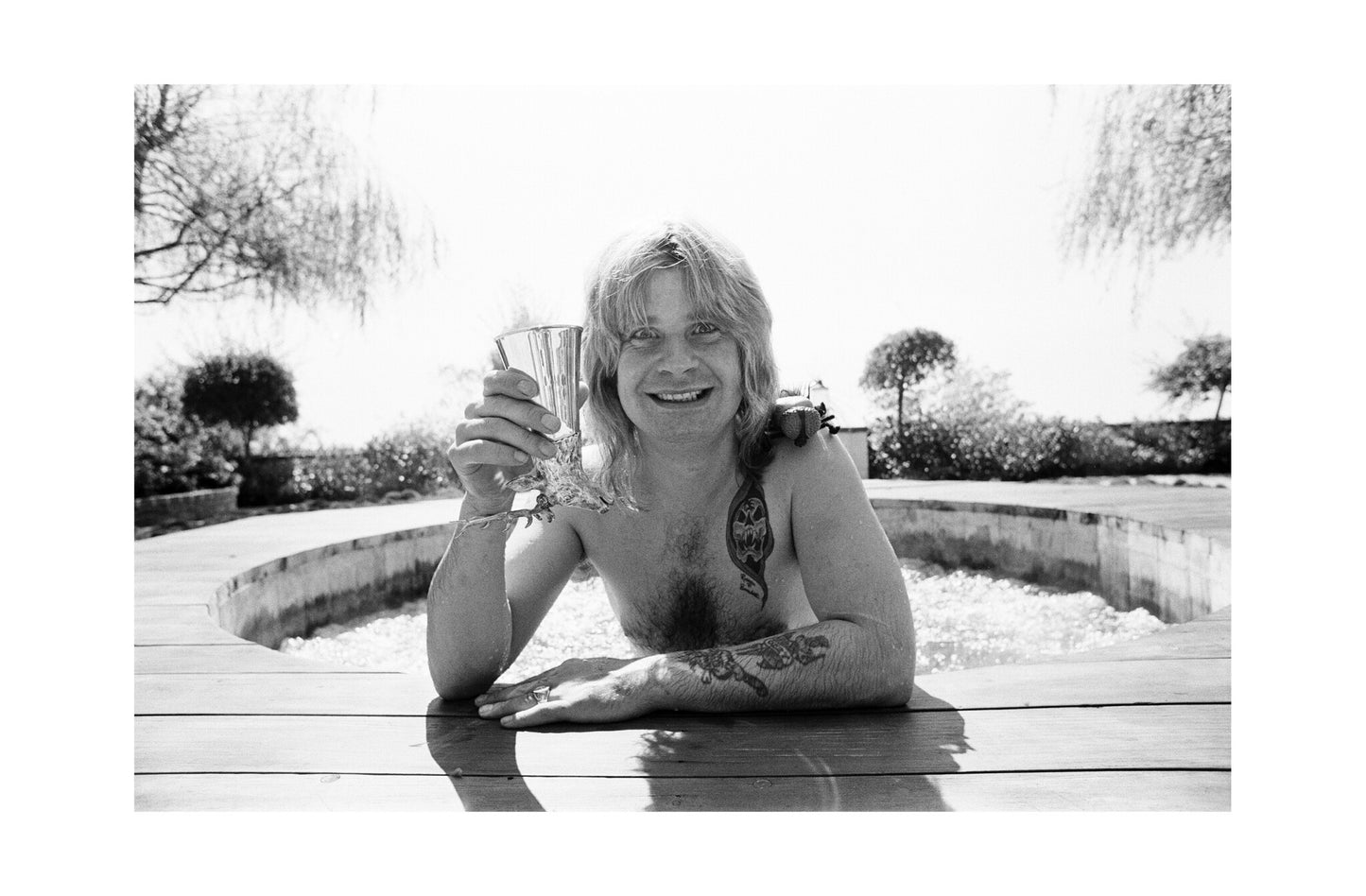 Ozzy Osbourne - Drinking at His Pool, USA, 1982 Print