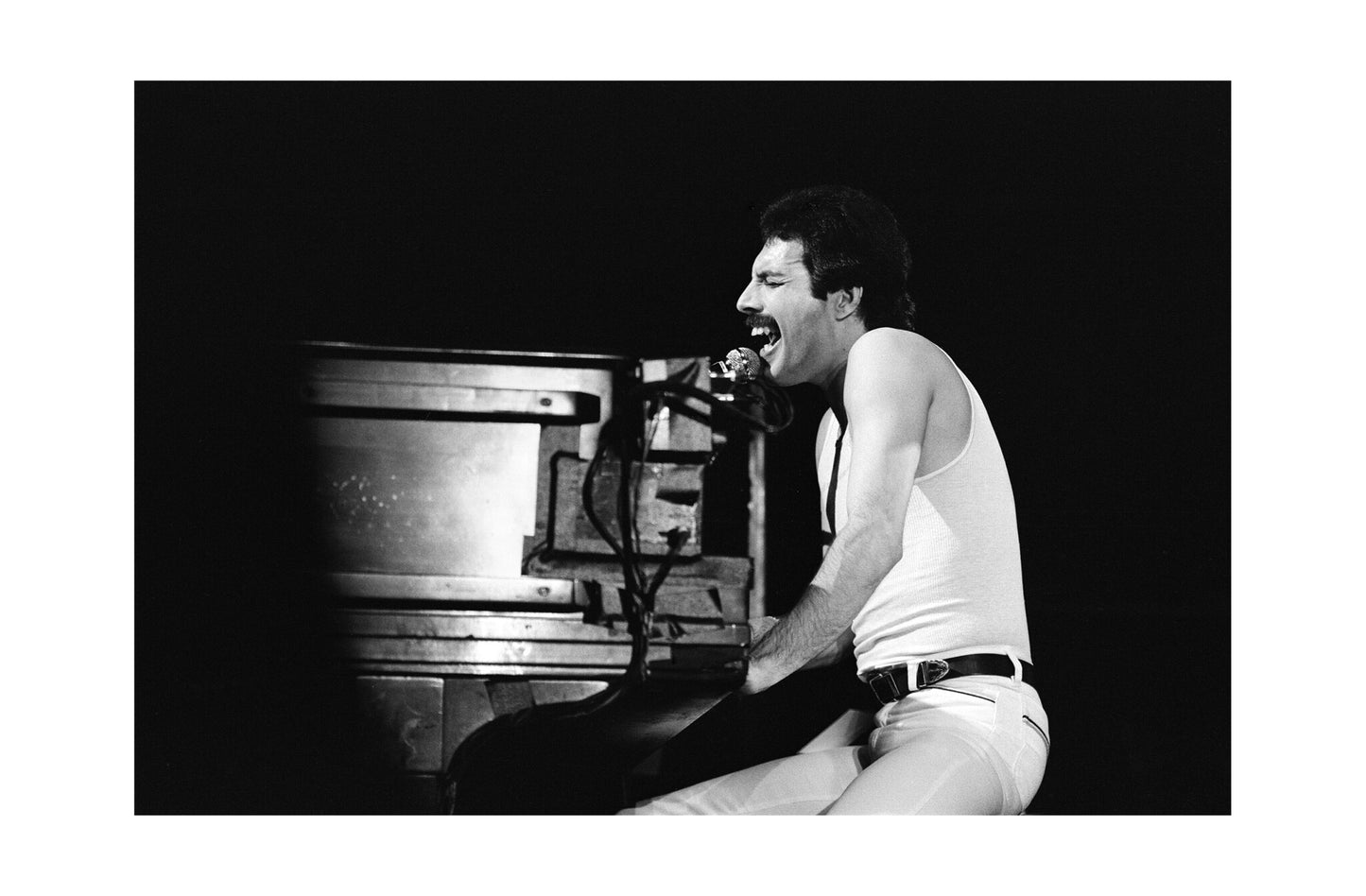 Queen - Freddie Mercury Singing at the Piano, England, 1980 Print