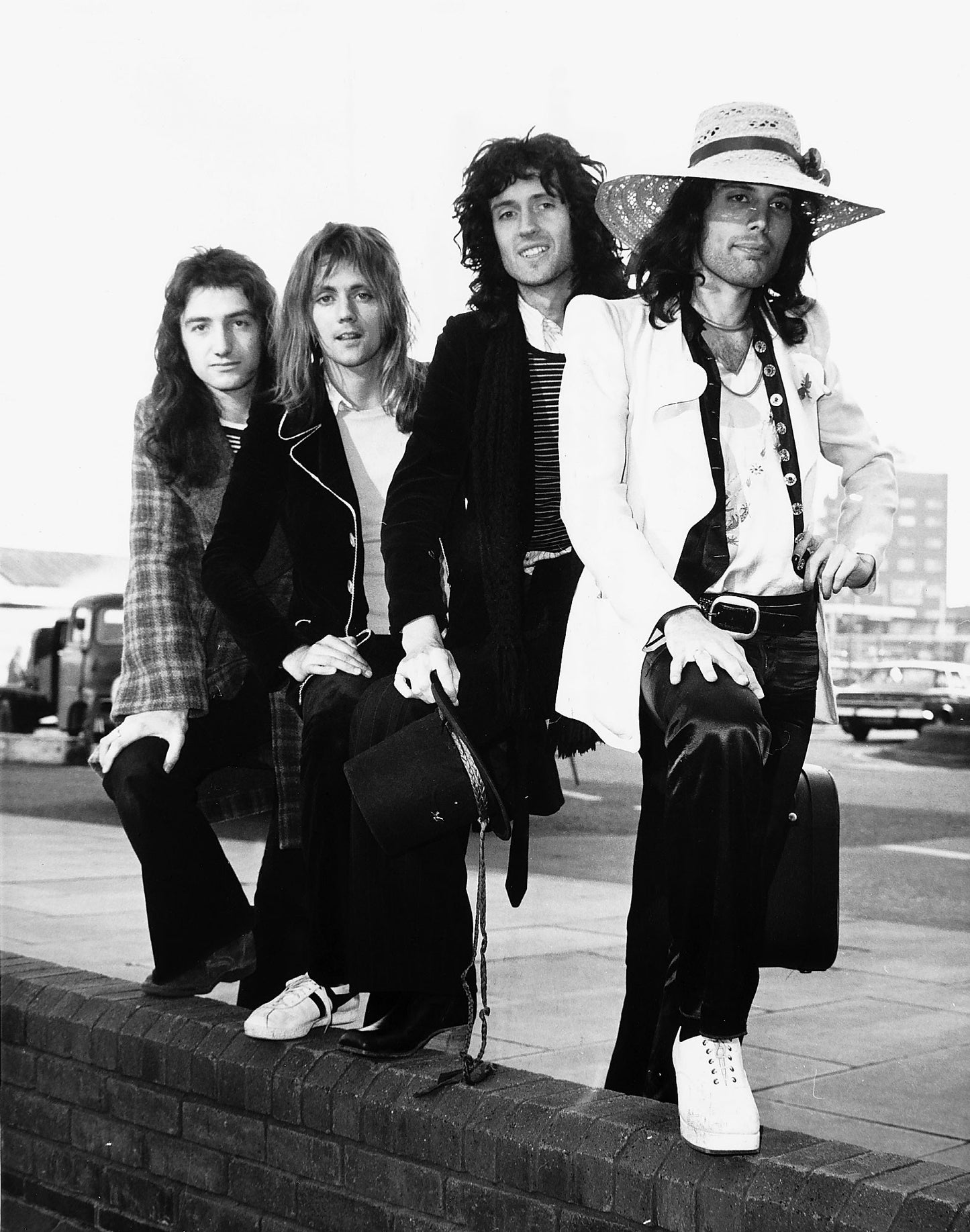 Queen - Band Smiling at a Photoshoot, England, 1970s Poster