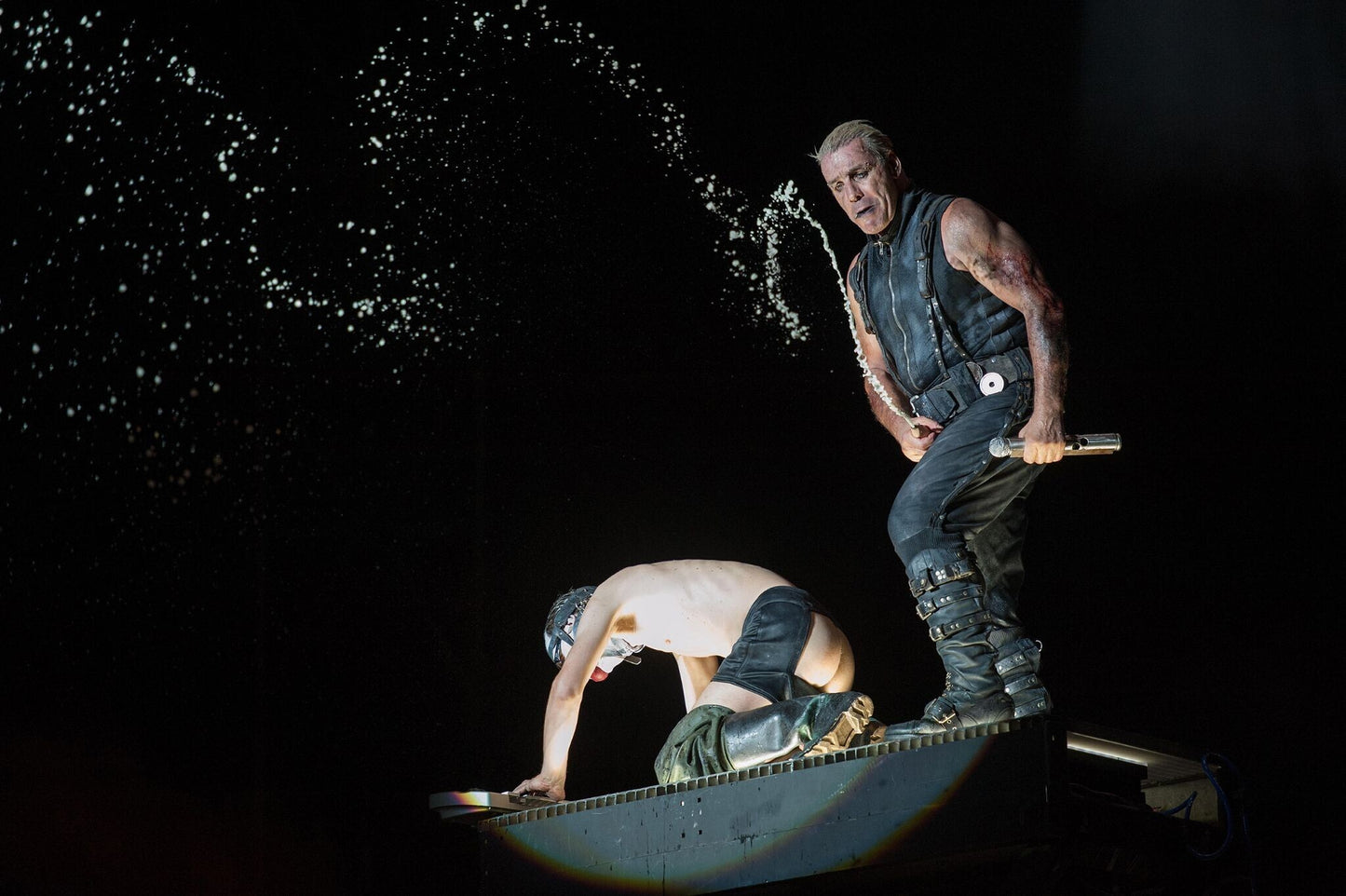 Rammstein - Till Lindemann and Christian 'Flake' Lorenz Get Freaky on Stage Rome Italy 2013 Poster 3