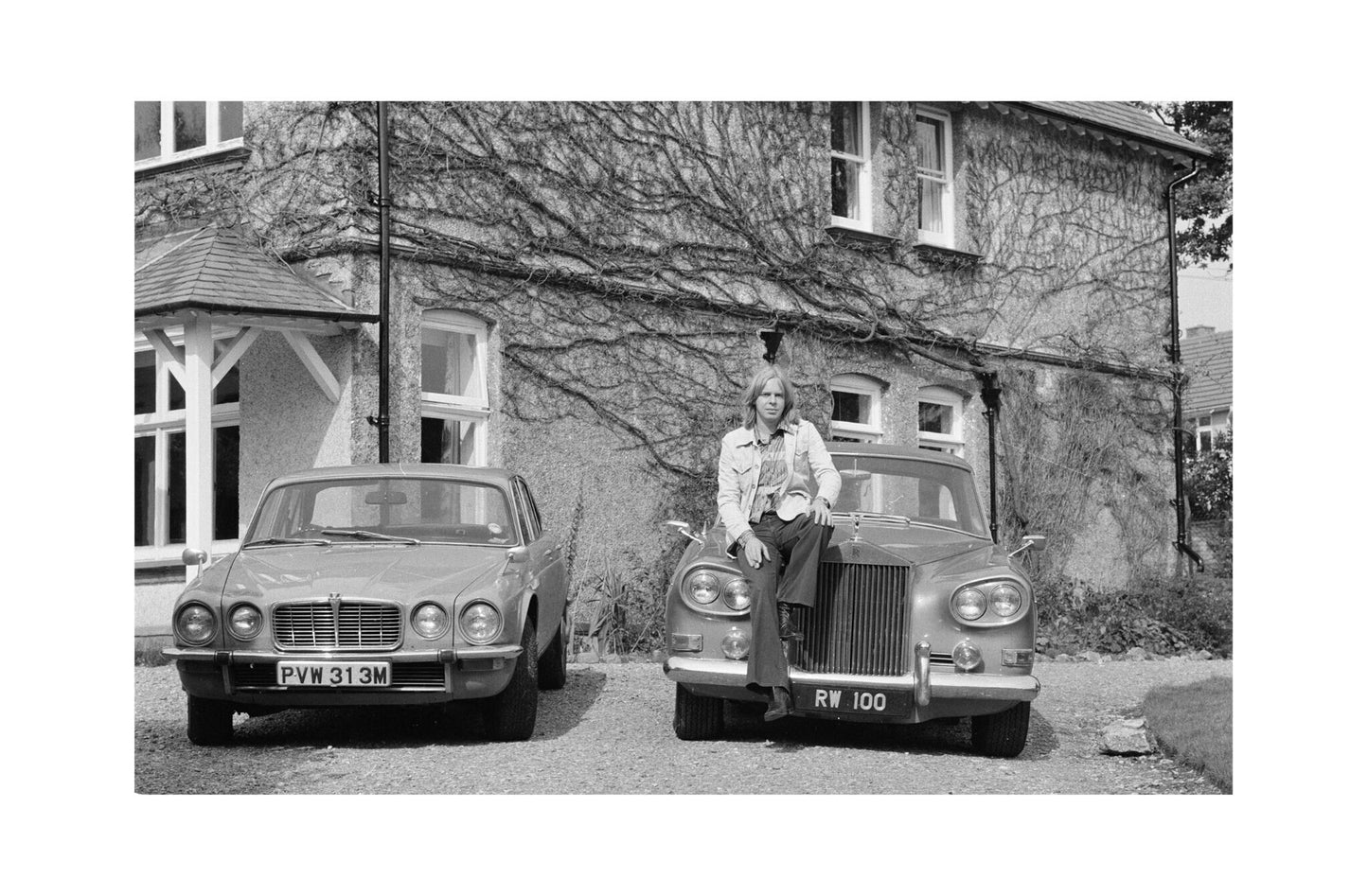 Rick Wakeman - With his Rolls Royce and Jaguar Cars, 1975 Print