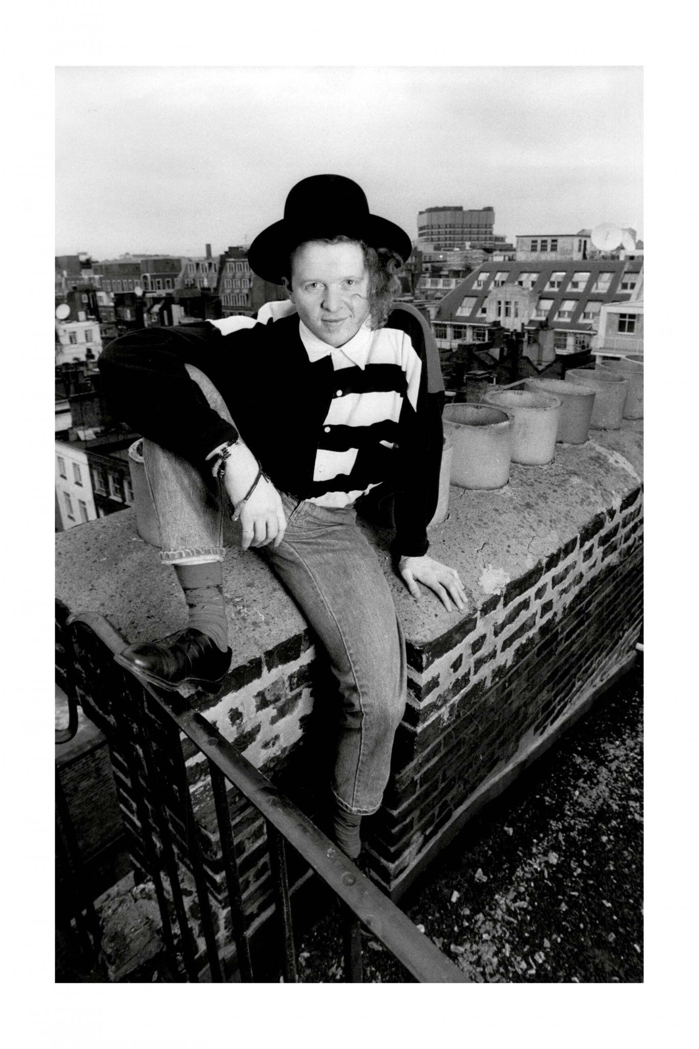Simply Red - Singer Mick Hucknall's Rooftop Portrait, 1987 Print