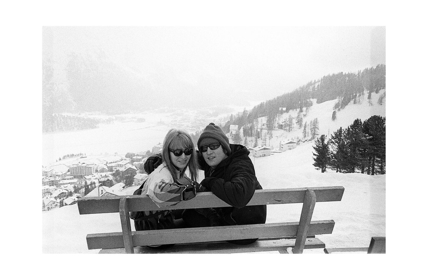 John Lennon - On a Skiing Holiday with Cynthia Lennon, Switzerland, 1965 Print