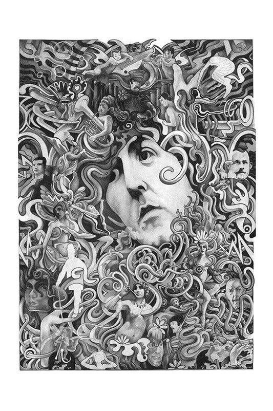 The Beatles - Paul McCartney Psychedelic Black and White Illustration, Poster (5/7)