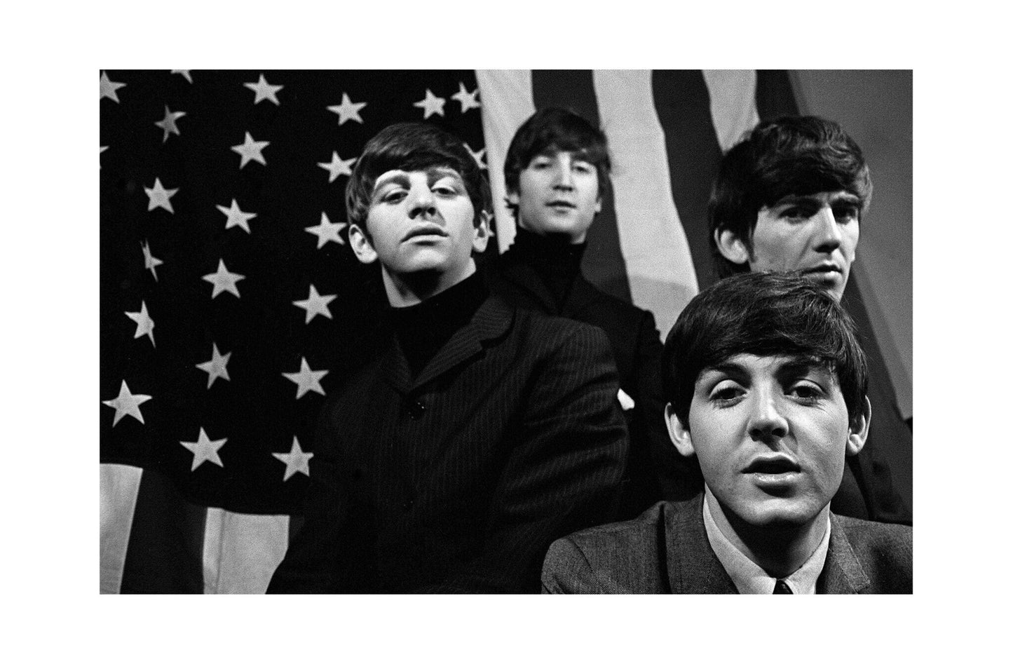 The Beatles - Band in Front of United States Flag, USA, 1964 Print 2