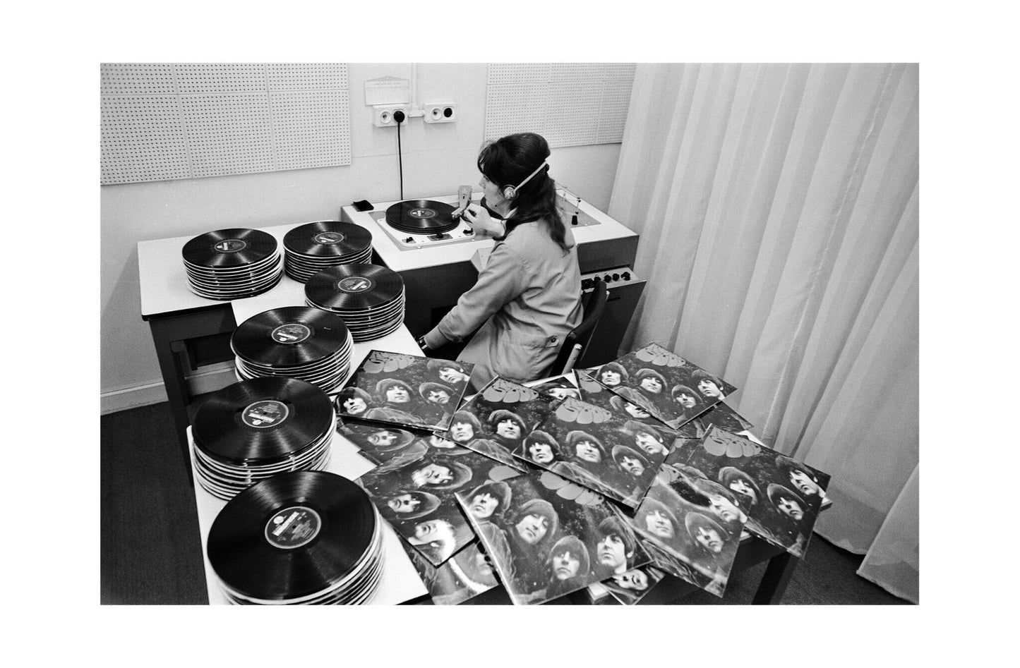 The Beatles - E.M.I. Factory Testing the 'Rubber Soul' LP, 1965 Print 2