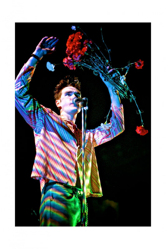 The Smiths - Morrissey Holding Flowers on Stage, England, 1984 Print