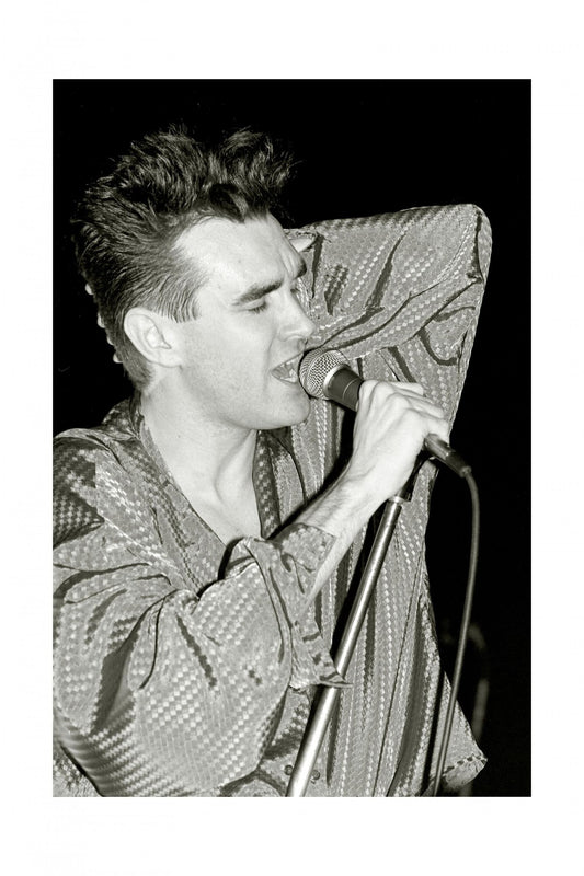 The Smiths - Morrissey's Black and White Stage Portrait England, 1985 Print