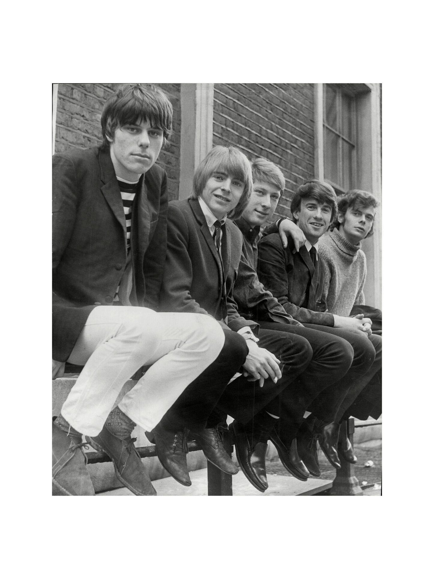 The Yardbirds - Band Sitting On a Rail, England, 1967 Print 2